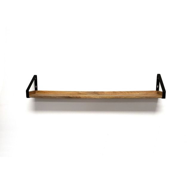 48 Solid Wood Ledge Wall Shelf with Rustic Metal Bracket Walnut - InPlace: EZ Anchors, Open Shelves