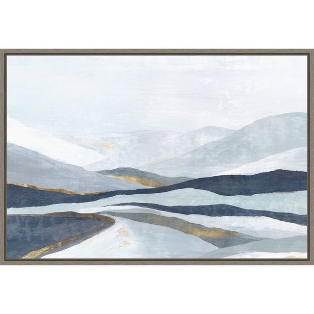 23 x 16 Far Away Land I by Eva Watts Framed Canvas Wall Art - Amanti Art: Modern Style, Lithograph, Sawtooth Back Mount