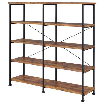 63 Analiese Double Bookcase with 4 Fixed Shelves, Industrial Design - Coaster