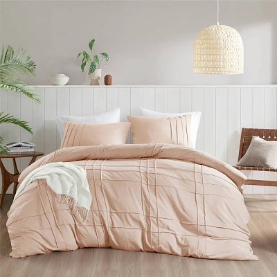 510 Design California King Porter Soft Washed Pleated Duvet Cover Set Blush