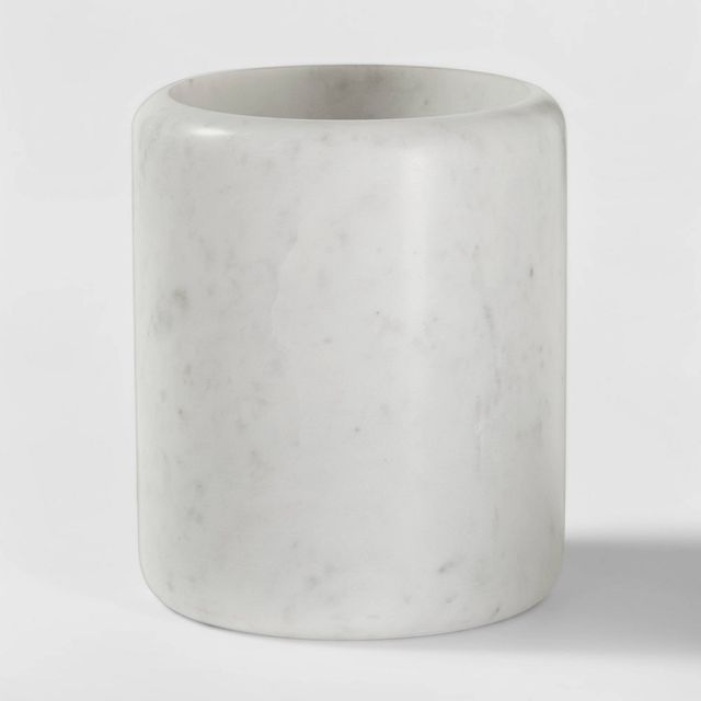 Marble Utensil Holder White - Threshold: Off-White Kitchen Storage, Marble Kitchen Utensil Holder, 6.25 Height