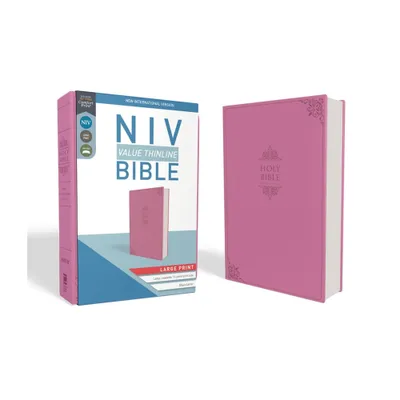 NIV, Value Thinline Bible, Large Print, Imitation Leather, Pink - by Zondervan (Leather Bound)