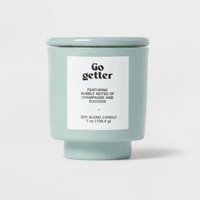7oz Mist Exterior Painted Glass with Glass Lid Go Getter Candle Green - Room Essentials