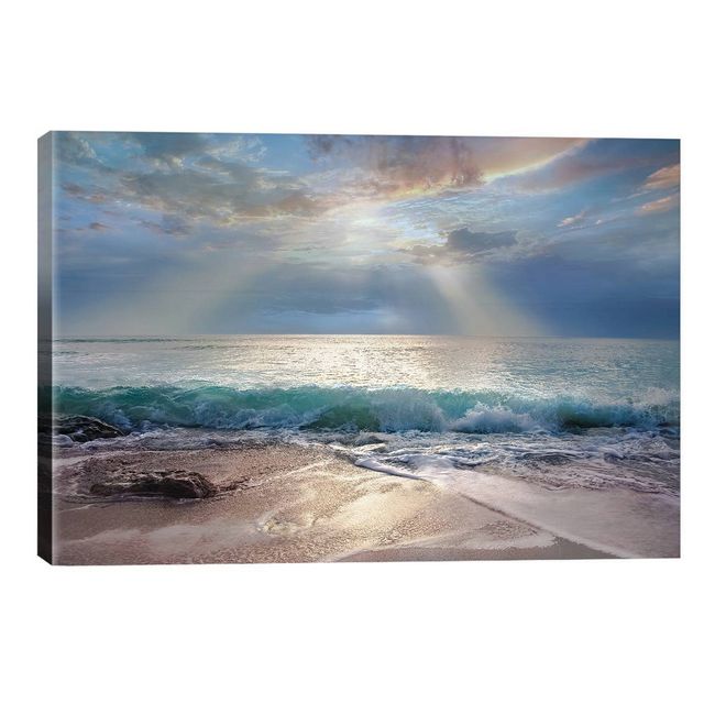 Aqua Blue Morning by Mike Calascibetta Unframed Wall Canvas - iCanvas: Seascape Photo, Modern Decor