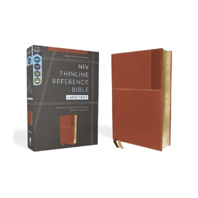 Niv, Thinline Reference Bible (Deep Study at a Portable Size), Large Print, Leathersoft, Brown, Red Letter, Comfort Print - by Zondervan