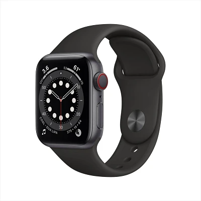 Apple Watch Series 6 GPS + Cellular, 40mm Space Gray Aluminum Case with Black Sport Band