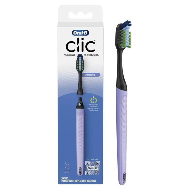 Oral-B Clic Manual Toothbrush, With 1 Replaceable Brush Head And Magnetic  Holder Matte Black