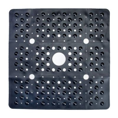 XL Non-Slip Square Shower Mat with Center Drain Hole Aqua - Slipx Solutions