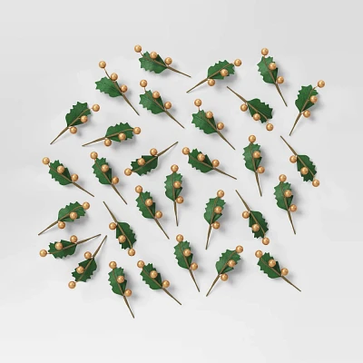 30ct Gold Berries Christmas Sprigs - Wondershop: Artificial Holly for Indoor Decor & Gift Embellishment