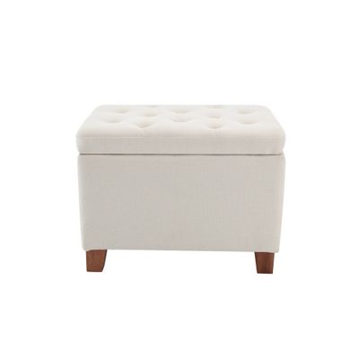 24 Tufted Storage Ottoman with Hinged Lid - WOVENBYRD: Upholstered Bench