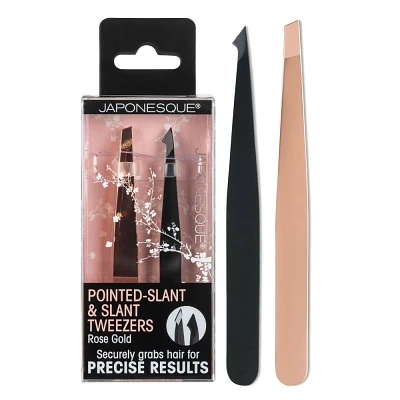 JAPONESQUE Pointed-Slant & Slant Tweezers - Rose Gold