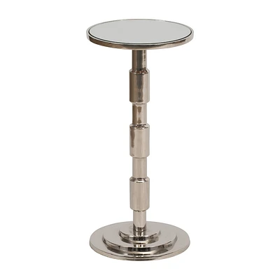 Sagebrook Home 21 Aluminum and Glass Round Side Table with Mirror Top Silver