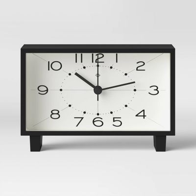 6 Rectangle Mantel Clock Black - Threshold: Modern Analog Table Clock, 5 Year Warranty, No Alarm Function