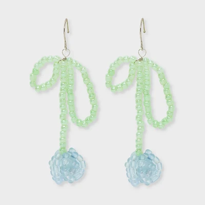 Beaded Tulip Drop Earrings - Wild Fable Green/Blue