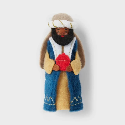 Fabric Wise Man in Blue Coat Holding Red Pot Christmas Tree Ornament - Wondershop