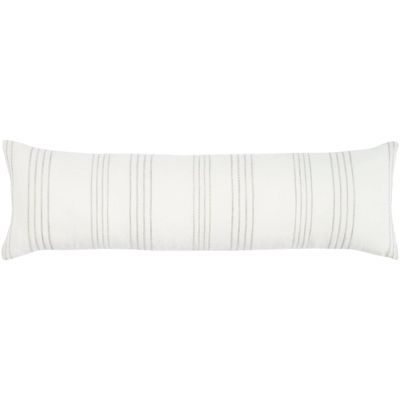 12x40 Oversized Life Styles Woven Cotton Linen Striped Indoor Lumbar Throw Pillow White/Gray - Mina Victory