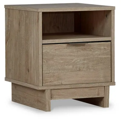 Oliah Nightstand Natural: Contemporary Design, Open Cubby, Laminated Surface - Signature Design by Ashley