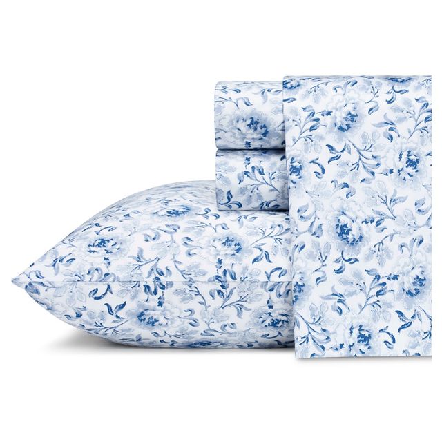 Lorelei Sheet Set (Queen) Indigo 300 Thread Count - Laura Ashley