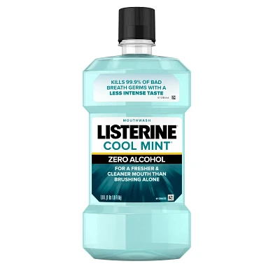 Listerine Zero Alcohol Antiseptic Mouthwash for Bad Breath and Plaque - Cool Mint - 33.8 fl oz