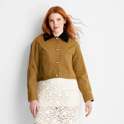 Women Cropped Chore Jacket