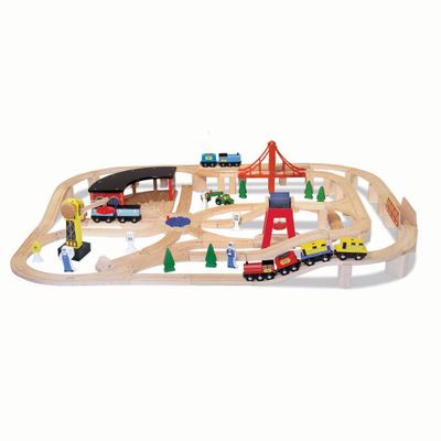 Melissa & Doug Deluxe Wooden Railway Train Set (130+pc)