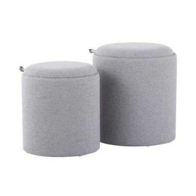 Set of 2 Tray Nesting Ottomans Polyester/Wood /Natural - LumiSource