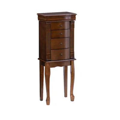 Powell Helene Traditional Wood 4 Lined Drawer Jewelry Armoire : Floor Standing, Mirror Included