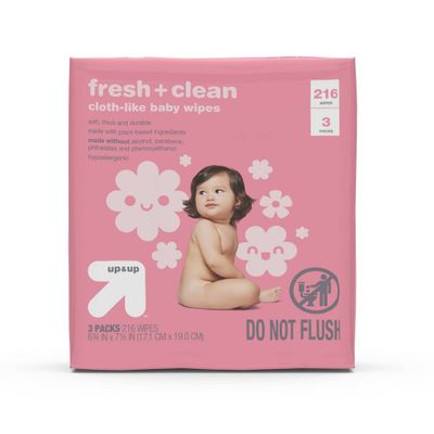Fresh & Clean Scented Baby Wipes - 3pk/216ct - up & up