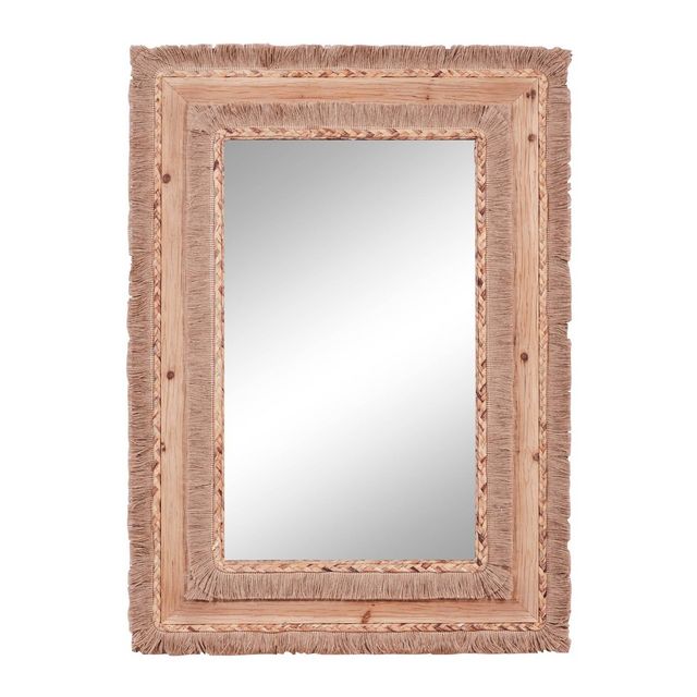 Bohemian Wood Rectangle Wall Mirror Brown - Olivia & May: No Assembly, Spot Clean, Wall Mounted