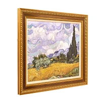 American Art Decor 30.75x26.75 Ornate Framed Wheat Field with Cypresses Canvas Print by Vincent van Gogh: Expressionist Wall Decor