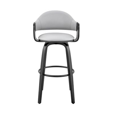 26 Daxton Counter Height Barstool with Gray Faux Leather Seat Black Finish Frame - Armen Living