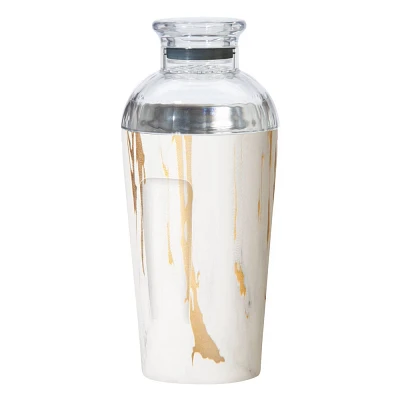 Oggi 17oz Groove Cocktail Shaker White Gold Marble