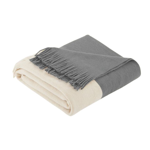 60x50 Color Block Faux Cashmere Throw Blanket : Ink+Ivy, Luxury & Glam Style, Fringed Edges, Machine Washable