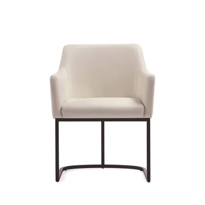 Serena Modern Leatherette Dining Armchair with Arms & Steel Legs - Manhattan Comfort