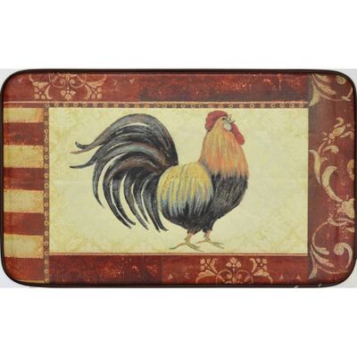 24 x 36 Anti-Fatigue Kitchen Floor Mat Rooster - J&V Textiles: Large Indoor Outdoor Rubber Backing, Farm Animal Pattern