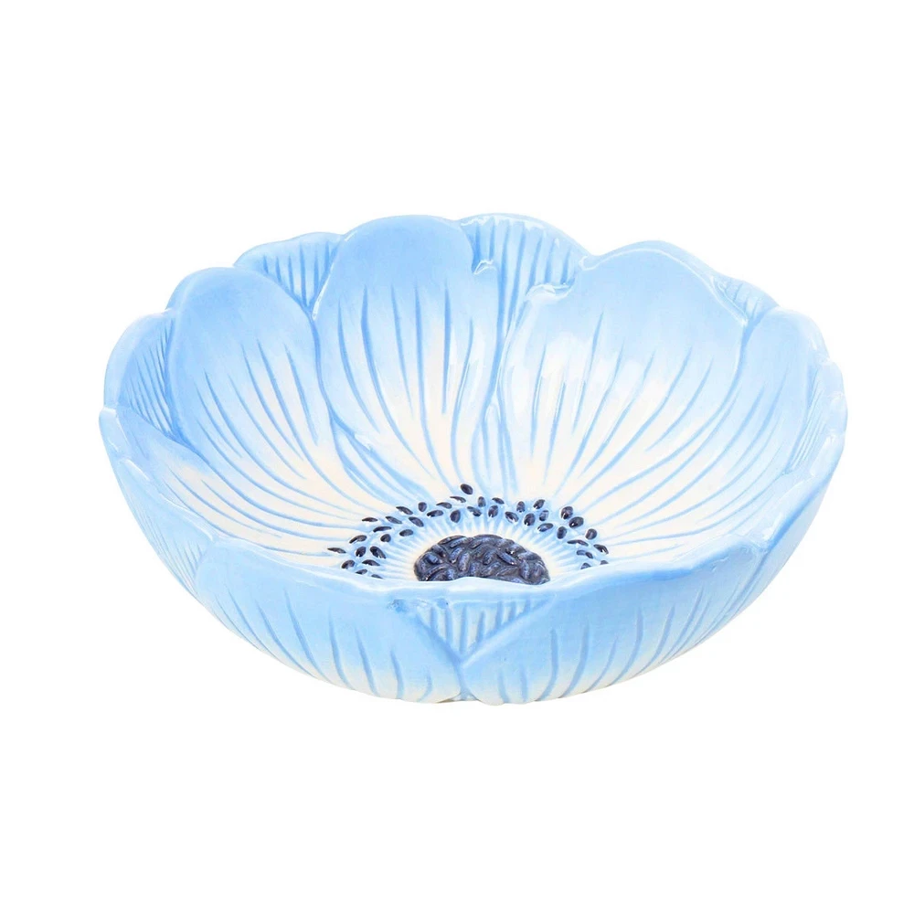 Godinger Silver 20oz Poppy Flower Cereal Bowl Blue