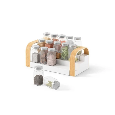 Umbra Bellwood 3-tier Spice Shelf White/Natural: Expandable Spice Organizer & Pantry Shelf, Freestanding Kitchen Storage