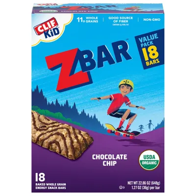 CLIF Kid ZBAR Organic Chocolate Chip Snack Bars - 22.86oz/18ct