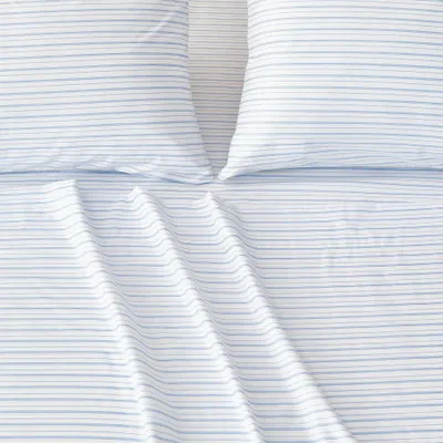 Twin Pinstripe Microfiber Solid Sheet Set Blue - Isla Jade