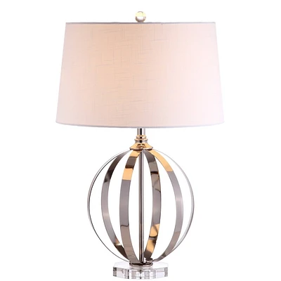 26 Metal Logan Orb Table Lamp with Linen Shade, Crystal Base Includes LED Bulb - JONATHAN Y