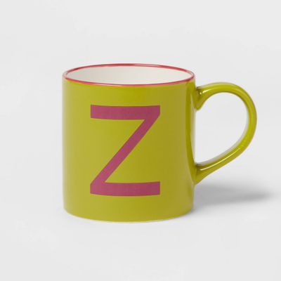 16oz Stoneware Monogram Mug Z Yellow - Opalhouse