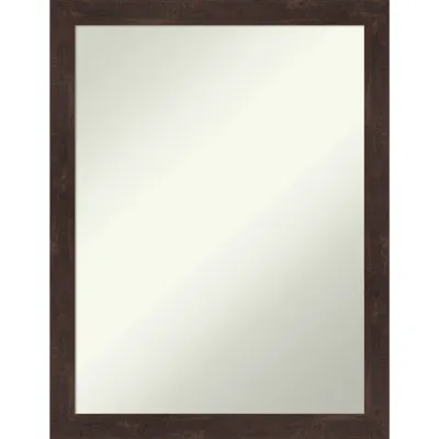 21 x 27 Non-Beveled Fresco Wood Bathroom Wall Mirror Dark Walnut - Amanti Art: Includes Mounting Hardware