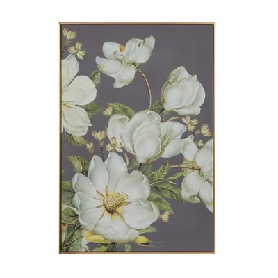 31.5x47 Blooming Florals Framed Wall Art Gold - A&B Home: Polyester, Art Deco Style, Vertical Display