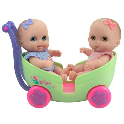 JC Toys Lil Cutesies Twins 8.5 All Vinyl Baby Doll with Stroller