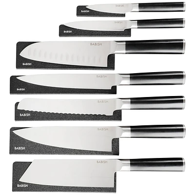 Gibson Home Babish High-Carbon German Steel 14pc Full Tang Forged Knife Set with Sheaths: Includes Bread, Cleaver, Chef, Paring Knives