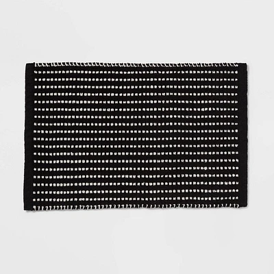 20x30 Modern Chenille Bath Rug Black/White - Threshold