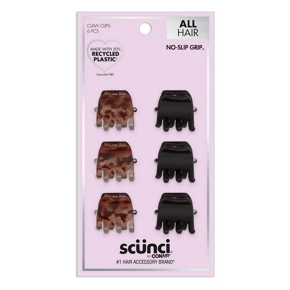 Scunci Scnci No-Slip Grip Mini Claw Clips - Tortoise/Black - All Hair - 6pk  - Target in Irvine, CA