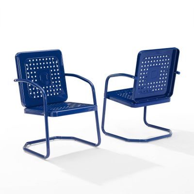 Bates 2pk Outdoor Metal Chairs - Navy - Crosley