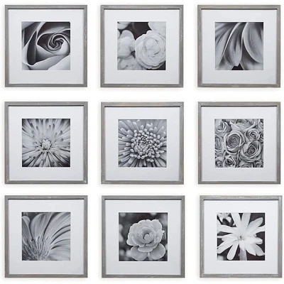 Gallery Perfect (Set of 9) 12x12 Matted to 8x8 Gallery Frames Gray