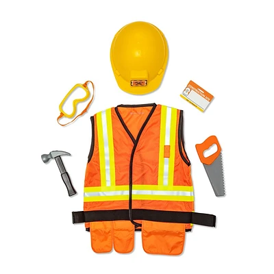 Melissa & Doug Construction Worker Role Play Costume Dress-Up Set (6pc)